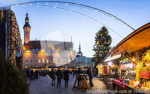 Image of Traditional Christmas market in Tallinn old town.