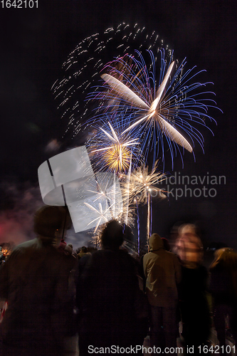 Image of Crowd watching New Years fireworks