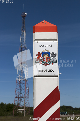 Image of Latvia country border sign