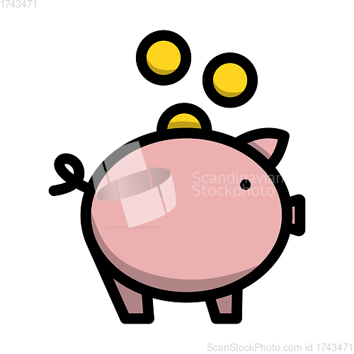 Image of Golden Coins Fall In Piggy Bank Icon