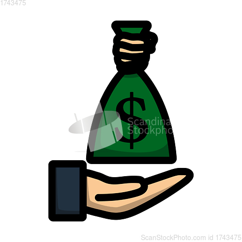 Image of Hand Holding The Money Bag Icon