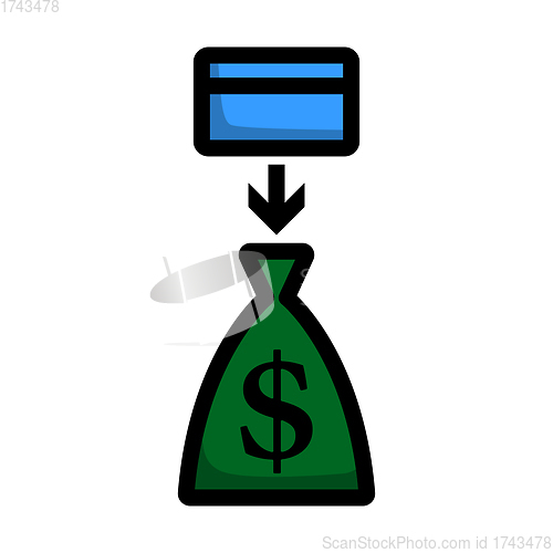 Image of Credit Card With Arrow To Money Bag Icon