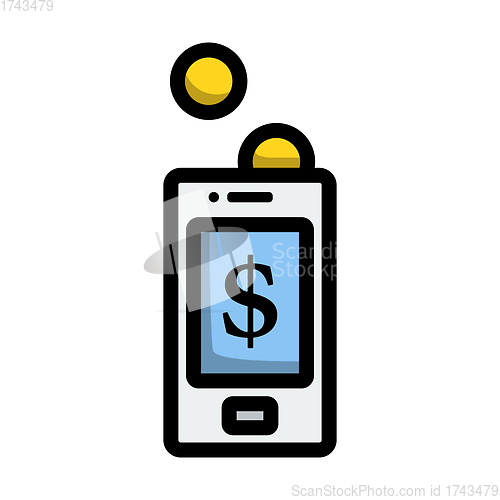 Image of Golden Coins Fall In Smartphone Icon