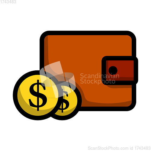 Image of Two Golden Coins In Front Of Purse Icon