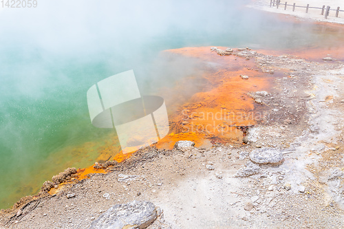 Image of hot sparkling lake in New Zealand