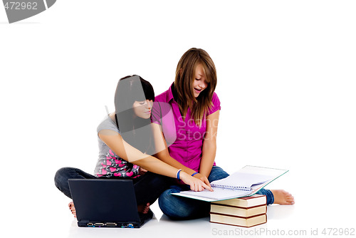Image of Teenager girls studying 