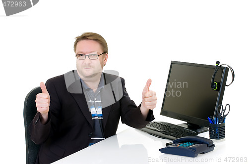 Image of Businessman on desk 