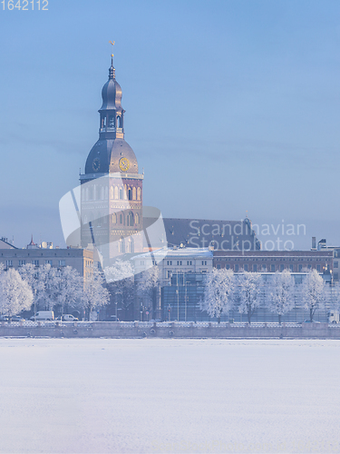 Image of Winter skyline of Latvian capital Riga Old town