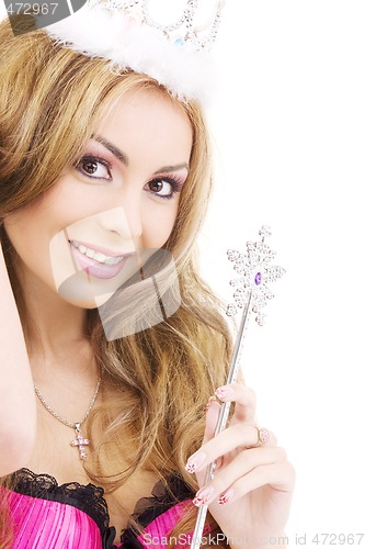 Image of lovely fairy in crown with magic wand