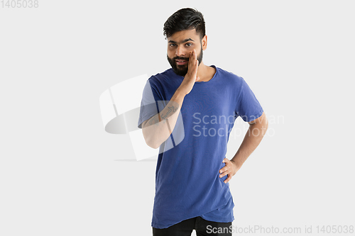 Image of Portrait of young man isolated on white studio background