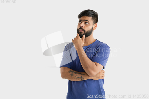 Image of Portrait of young man isolated on white studio background