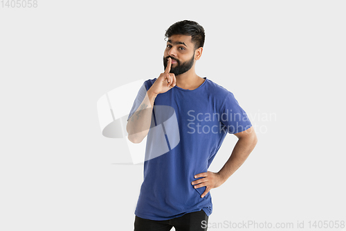Image of Portrait of young man isolated on white studio background