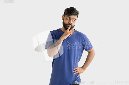 Image of Portrait of young man isolated on white studio background