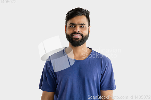 Image of Portrait of young man isolated on white studio background