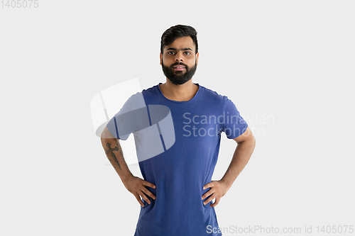 Image of Portrait of young man isolated on white studio background