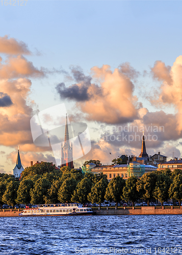 Image of Riga Old Town during sunset time