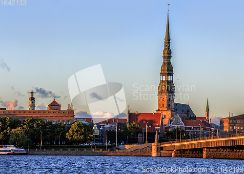 Image of Riga Old Town during sunset time