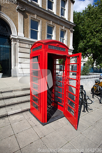 Image of Old red telephone box in London