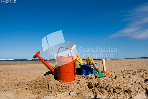 Image of Beach toys in the sandy beach