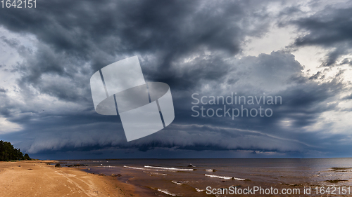 Image of Dramatic Storm Clouds over sea