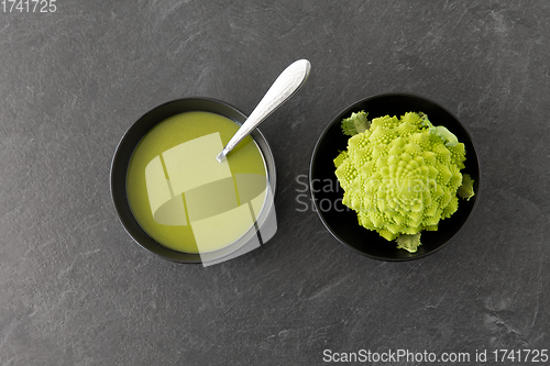 Image of close up of romanesco broccoli cream soup in bowl