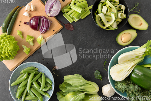 Image of close up of different green vegetables