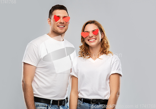 Image of happy couple with red hearts instead of eyes