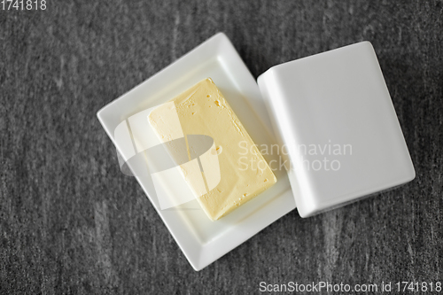 Image of close up of butter on stone table