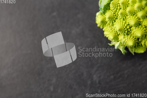 Image of close up of romanesco broccoli on slate stone