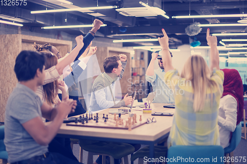 Image of Young Multiethnic Business team using virtual reality headset