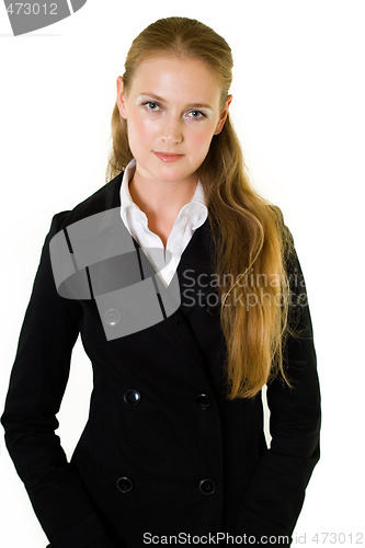Image of Long hair woman in suit