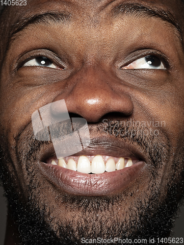 Image of Close up portrait of young african-american man