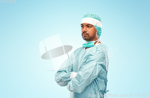 Image of indian male doctor or surgeon in protective wear