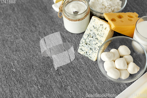 Image of milk, yogurt, eggs, cottage cheese and butter