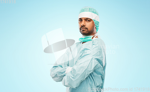 Image of indian male doctor or surgeon in protective wear