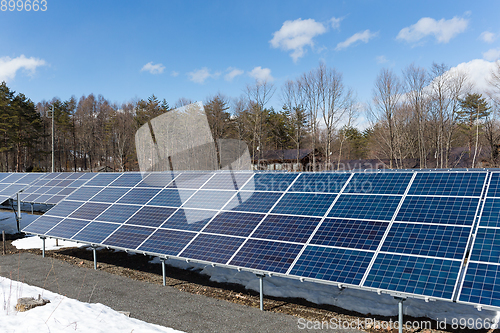 Image of Solar panel with blue sky