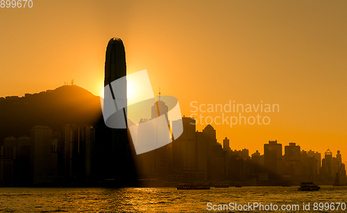 Image of Silhouette of Hong Kong skyline