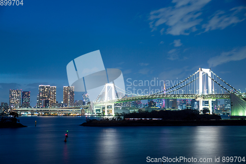 Image of Tokyo city and rainbow bridge at twilight