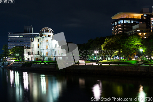 Image of Atomic bomb dome in Hiroshima city at night