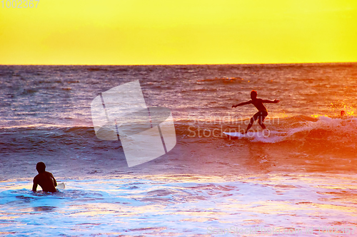 Image of Colorful Bali surfing scene