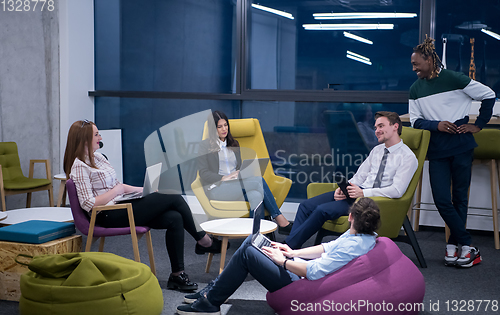 Image of Multiethnic startup business team having meeting