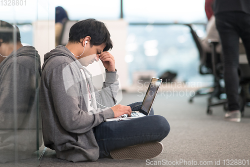 Image of software developer working on the floor