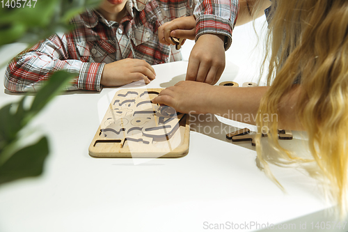 Image of Boy and girl preparing for school after a long summer break. Back to school.