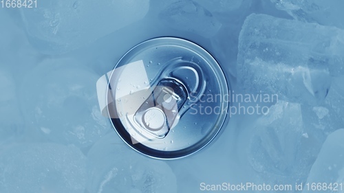 Image of Aluminum Soda Tin Can Rotating in cool Ice footage