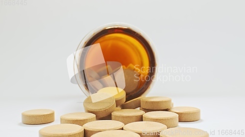 Image of Medical pills with camera motion closeup