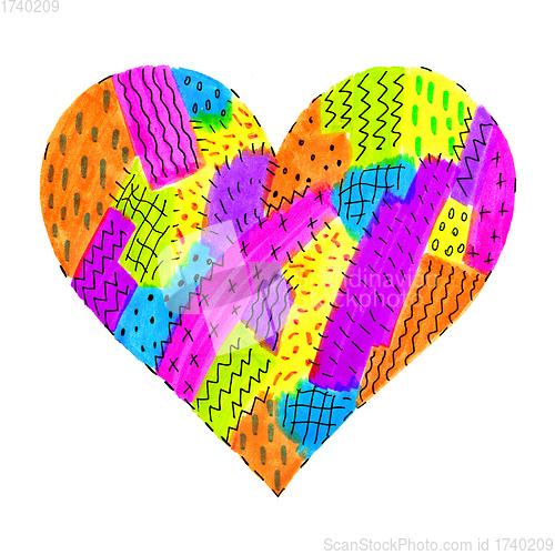 Image of Bright colorful heart with abstract pattern 