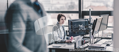 Image of Personal assistant working in corporate office.