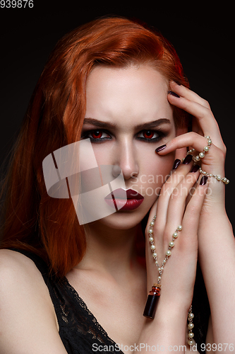 Image of Beautiful vampire young woman