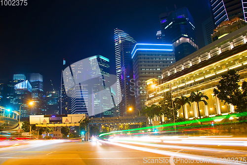 Image of Singapore traffic road at night