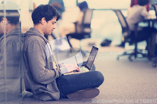 Image of software developer working on the floor